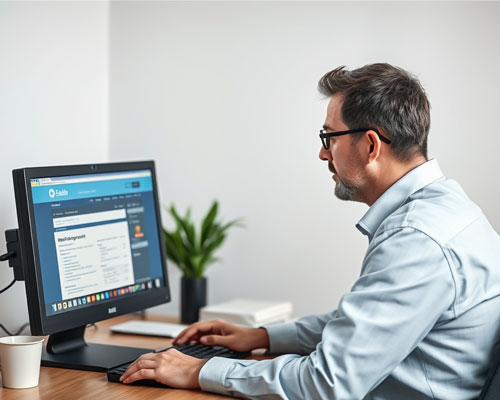 Frustrierte Bürger vor komplizierter Webseite